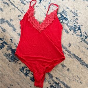 Vibrant Red Lace Bodysuit